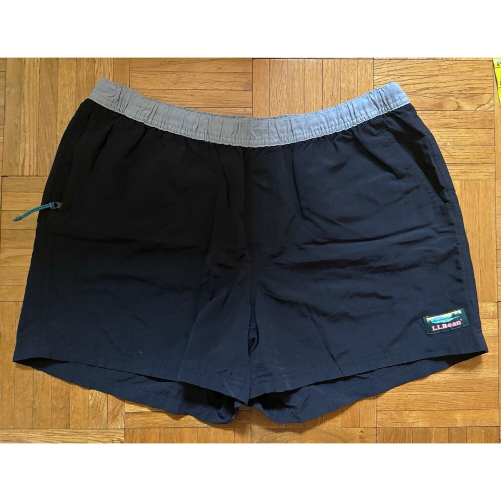 L.L.Bean Women’s Black Nylon Swim/Workout Shorts w/ Drawstring, Pockets Size Med